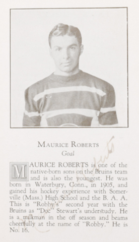 Maurice Roberts Boston Bruins 1926