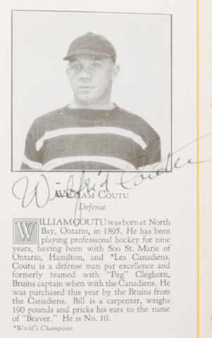 Wilfrid "Billy" Coutu Boston Bruins 1926