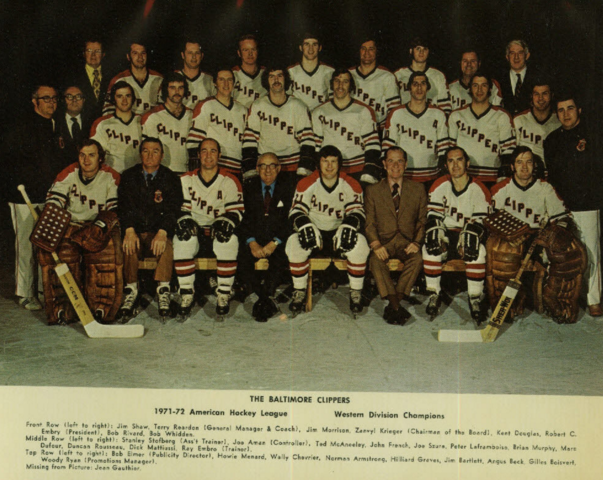 Baltimore Clippers 1972 American Hockey League Western Division Champions