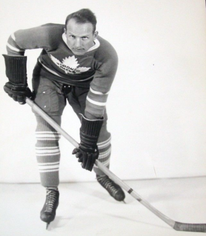 Jack Kent Cooke, owner of the Toronto Maple Leafs, at Maple Leaf Stadium in  1950s.