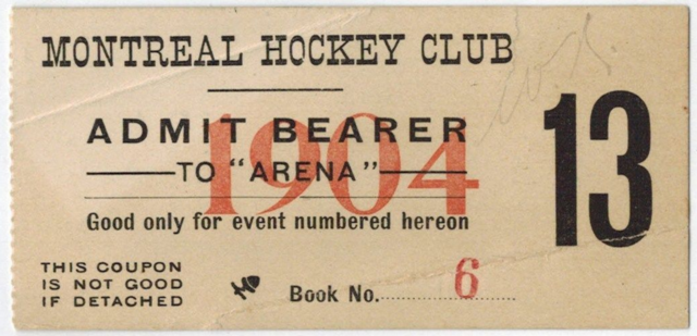 Montreal Hockey Club Ticket Stub 1904