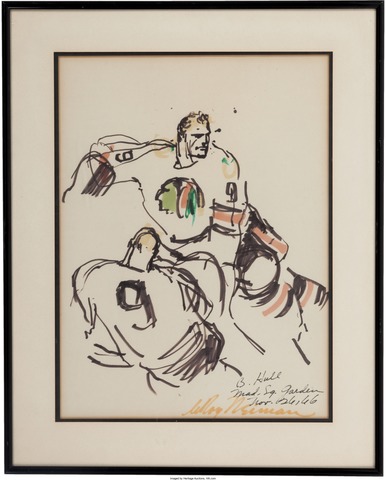LeRoy Neiman Hockey Painting - Bobby Hull Madison Square Garden Nov. 26, 66