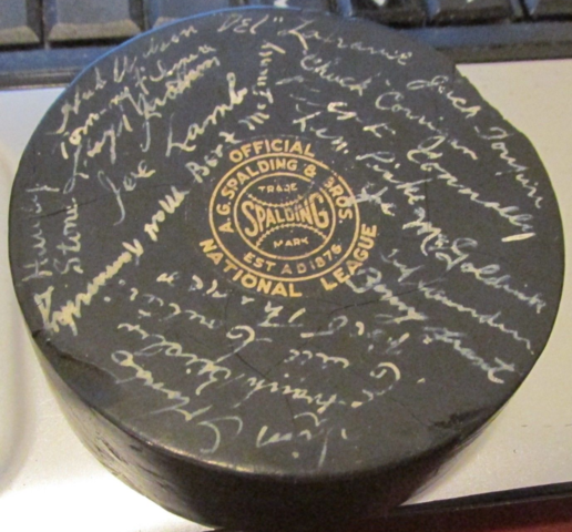 Springfield Indians Team Signed Spalding Puck 1939