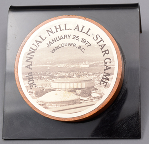 Souvenir Puck from 30th NHL All-Star Game in Vancouver - January 25, 1977