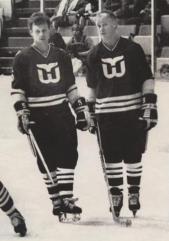 Mark Howe and Gordie Howe Hartford Whalers 1980