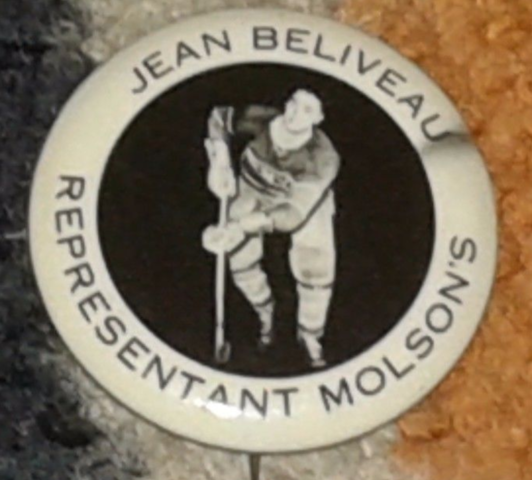 Jean Beliveau Represents Molson Pin-back Button