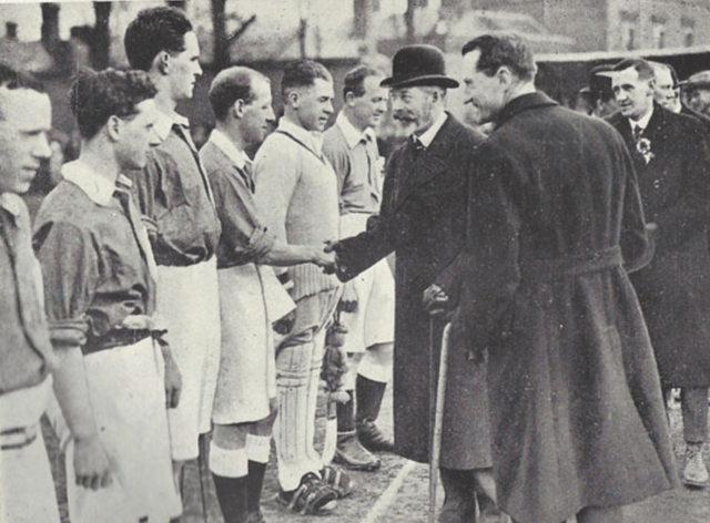 King George V greeting the Irish Hockey Team at Beckenham, England 1921