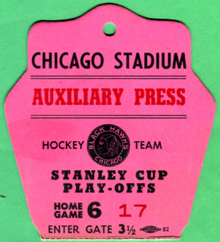 Hockey Media Pass - Chicago Black Hawks early 1970s