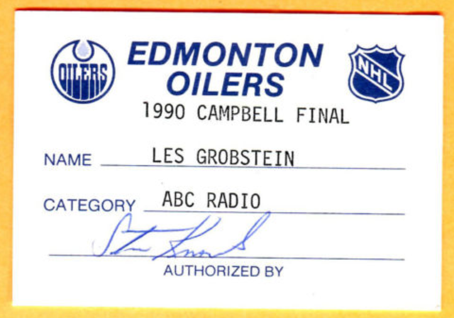 Hockey Media Pass 1990 Edmonton Oliers