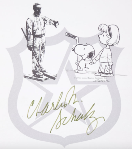 Charles M. Schultz Autograph on 1981 Lester Patrick Award Presentation Program