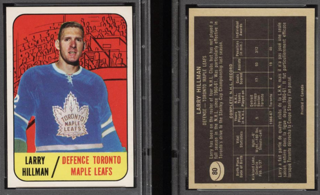 Larry Hillman 1967 Topps Hockey Card #80