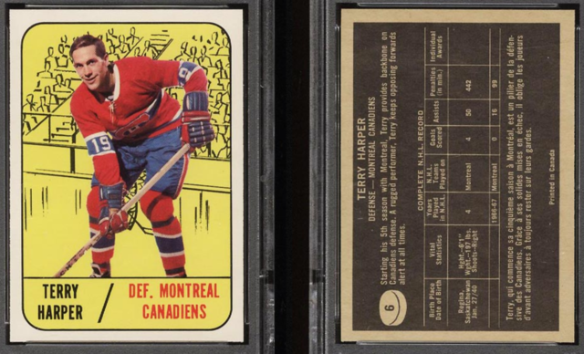 Terry Harper 1967 Topps Hockey Card #6