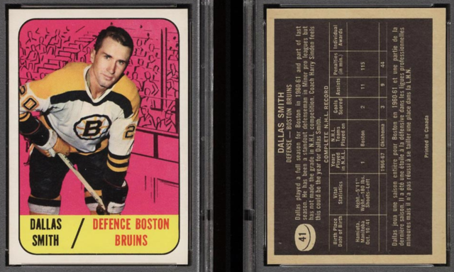 Dallas Smith 1967 Topps Hockey Card #41