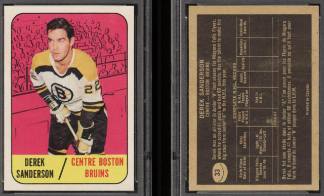 Derek Sanderson 1967 Topps Hockey Card #33 Rookie RC