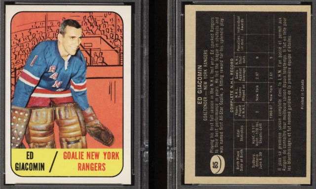 Ed Giacomin 1967 Topps Hockey Card #85