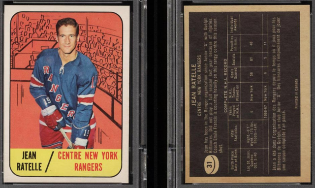 Jean Ratelle 1967 Topps Hockey Card #31