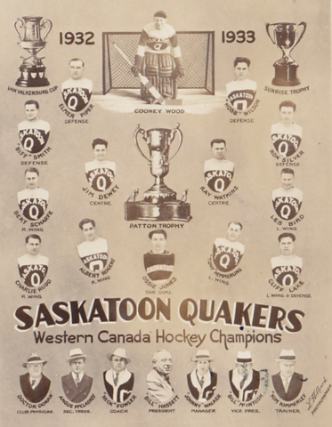 Saskatoon Quakers Patton Trophy Champions 1933 Van Valkenberg Cup Champions