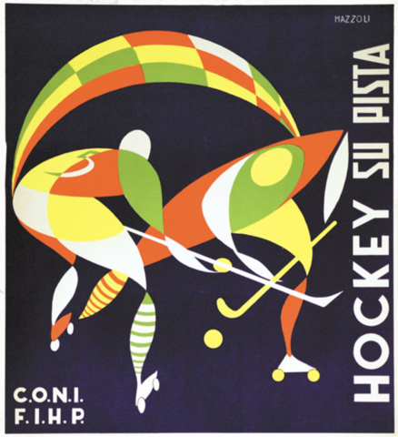 Hockey Su Pista 1953 Rink Hockey Poster for European Roller Hockey Championships