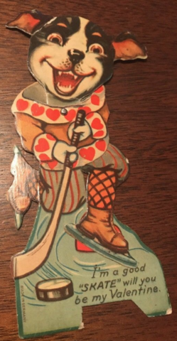Antique Valentines Card - Hockey Valentines Card 1930s - I'm a Good Skate