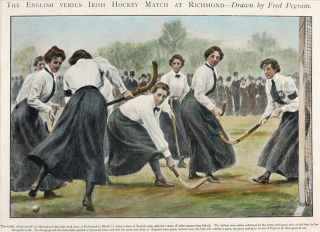 England Ladies Field Hockey vs Ireland Ladies Field Hockey 1901 by Fred Pegram