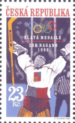 1998 Winter Olympics Ice Hockey Stamp from Czech Republic