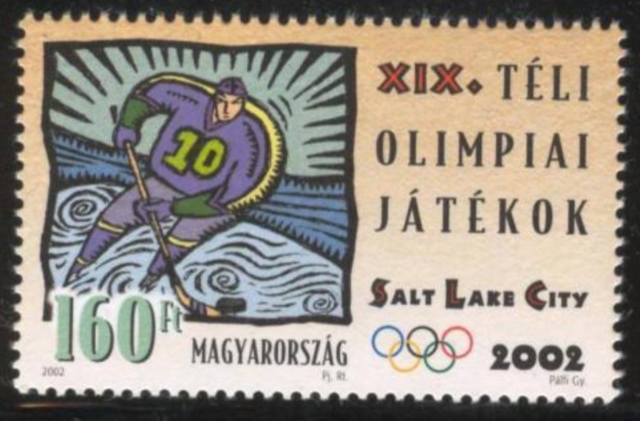 2002 Winter Olympics Ice Hockey Stamp from Hungary