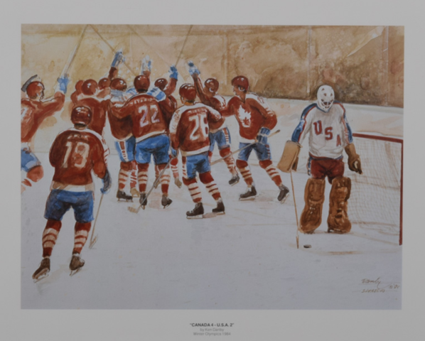 Ken Danby 1984 Winter Olympics Lithograph “Canada 4 - U.S.A. 2”