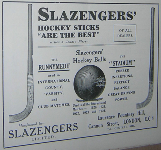 Antique Slazengers Field Hockey Ad 1924 Slazengers Runnymede Hockey Stick