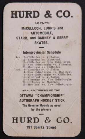 Interprovincial Amateur Hockey Union Schedule 1911