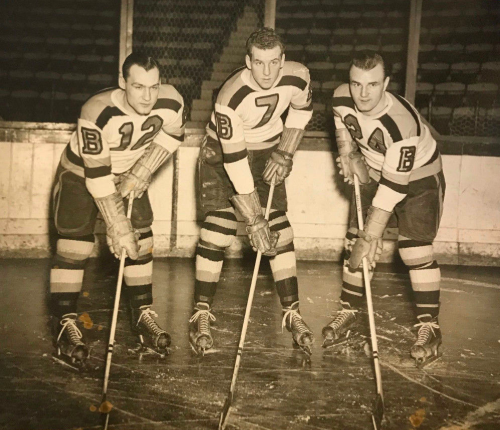 Grant Warwick, Ed Sandford and Pete Babando 1948 Boston Bruins