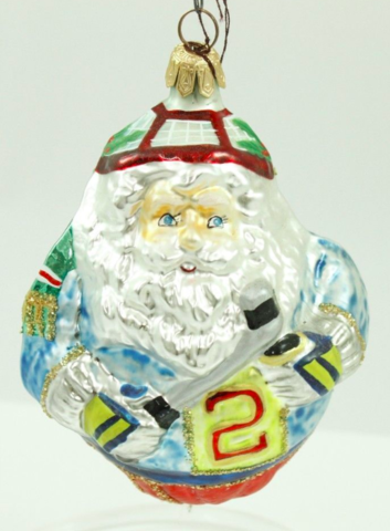Vintage Christmas Hockey Ornament - Hockey Santa