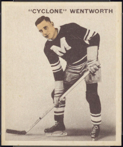 Cyclone Wentworth Hockey Card 1933 Ice Kings World Wide Gum No. 43