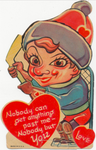 Antique Hockey Valentines Day Card - Nobody But You