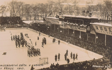 1947 Ice Hockey World Championships Opening Ceremonies. Štvanice Stadium Prague 