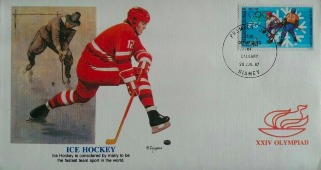 Calgary Olympics 1988 Ice Hockey First Day Cover with Hendrick Avercamp Art