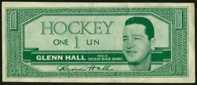 Glenn Hall Hockey Money 1962 Topps Hockey Bucks
