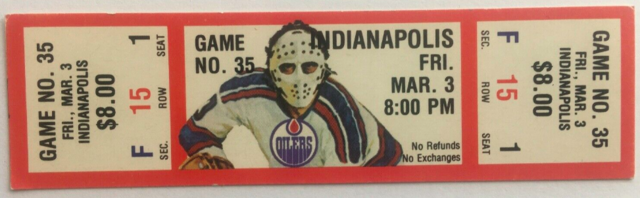 World Hockey Association Ticket 1978 Indianapolis Racers vs Edmonton Oilers