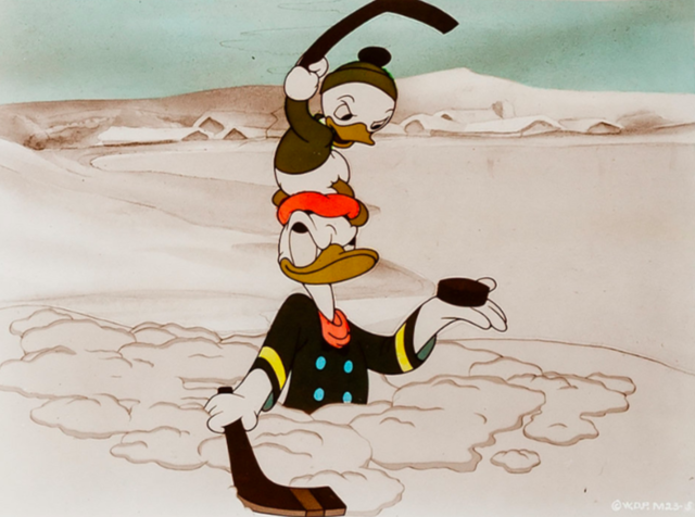Donald Duck and Dewey Duck playing Hockey 1939 The Hockey Champ