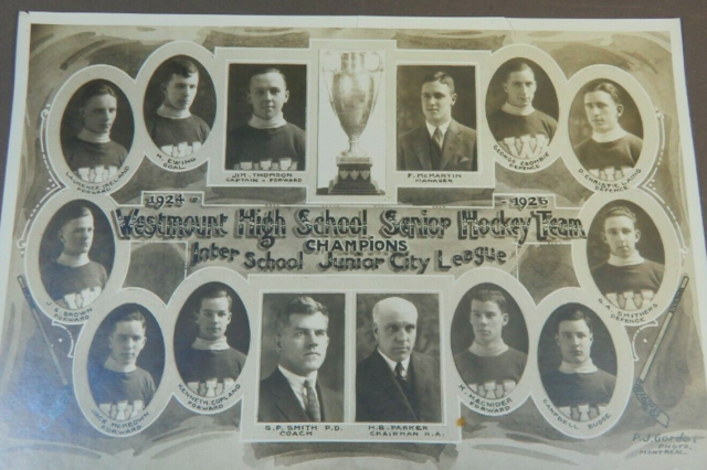 Westmount High School Senior Hockey Team 1925 Inter-School Junior City Champions
