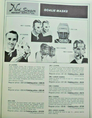 Hockey Mask History 1970s Cooper Goalie Masks