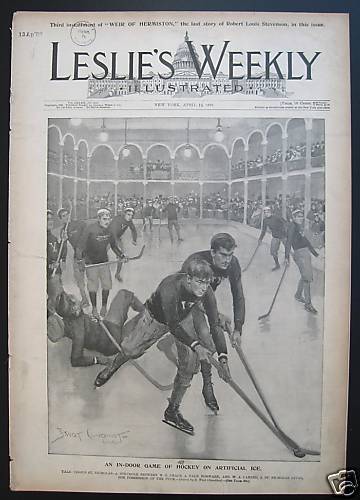 Antique Ice Hockey - Yale vs St. Nicholas 1896 - Leslies Weekly