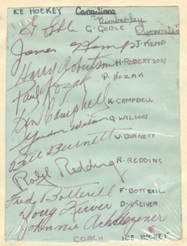 Kimberley Dynamiters 1937 Autographed Card