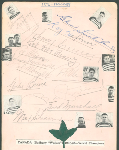 Sudbury Wolves 1938 Autographed Card