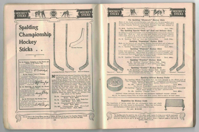 Spalding Hockey Stick Catalog 1906