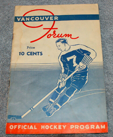 Vancouver Forum Hockey Program 1943 Vancouver St. Regis