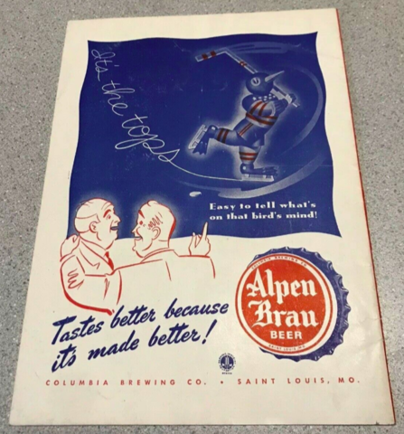 Vintage Hockey Beer Ad 1948 Alpen Brau - Columbia Brewing Co.