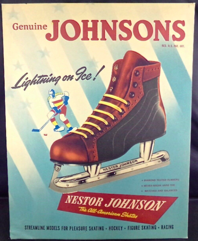 Nestor Johnson Skates Ad 1950s Genuine Johnsons - Lightning on Ice