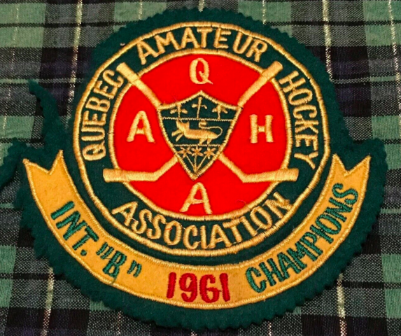 Quebec Amateur Hockey Association 1961 Int. "B" Champions Patch