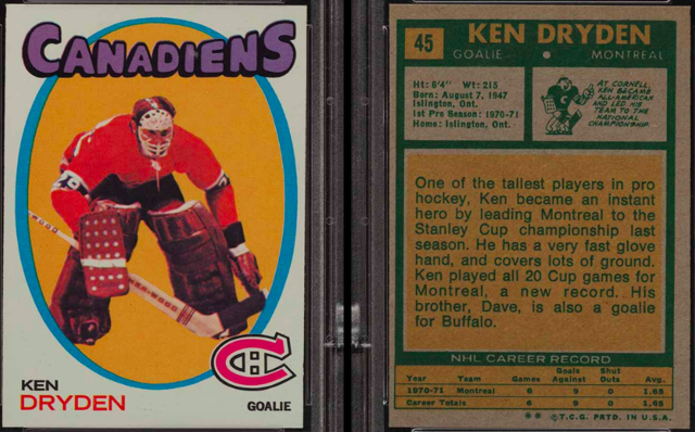 Ken Dryden Hockey Card 1971 Topps #45