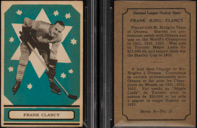 Frank Clancy Hockey Card 1933 O-Pee-Chee Series A No.31